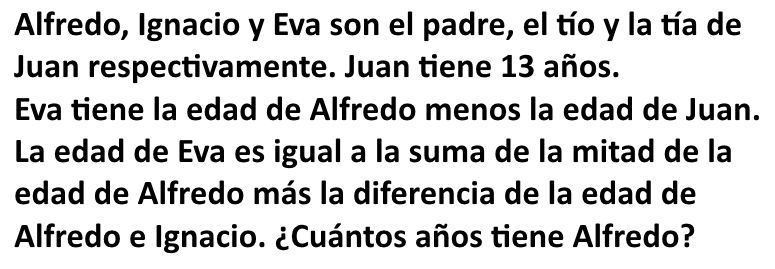 Resuelve este problema de edades.